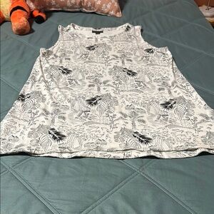 J. Jill Black and White Leaf Print Tank Top